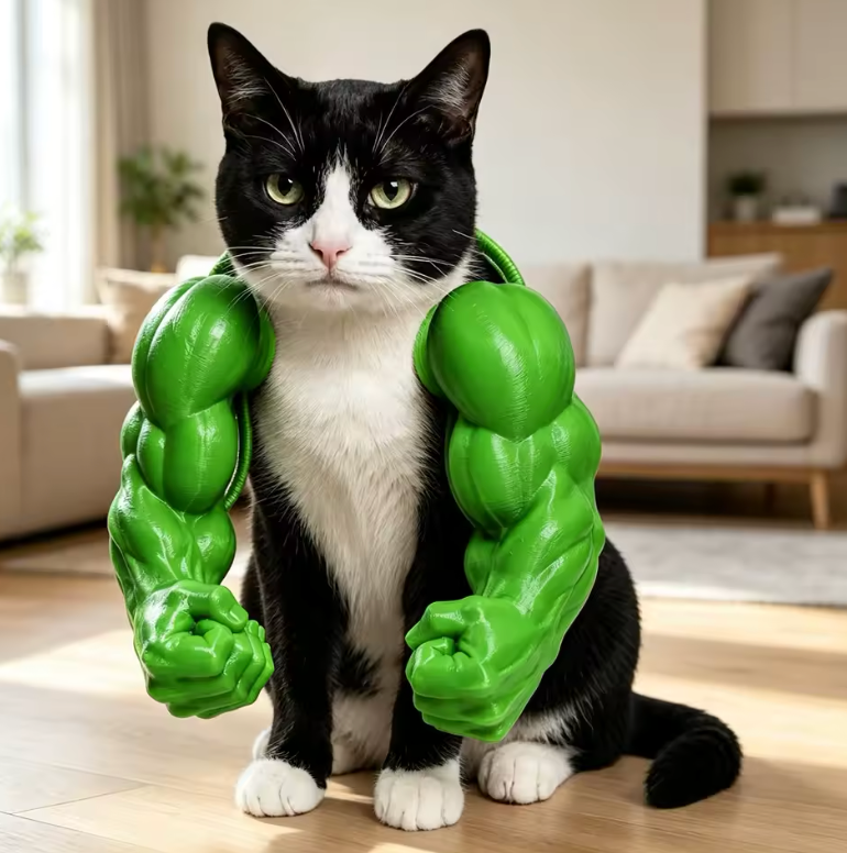 Strongman Cat Arms