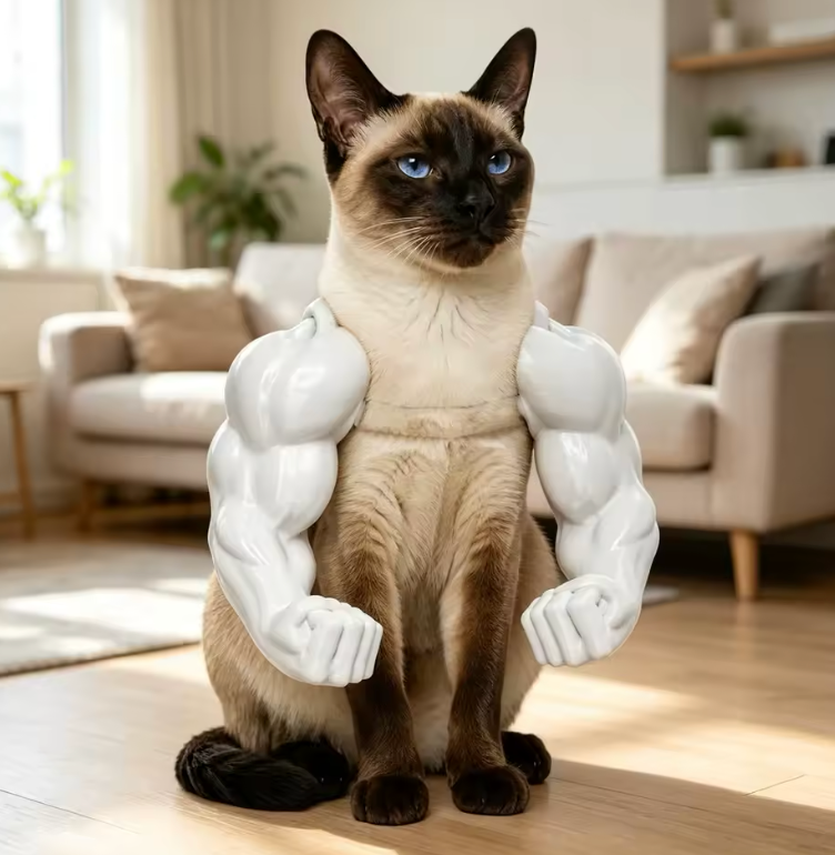 Strongman Cat Arms